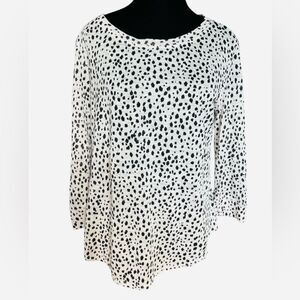 Rebecca Taylor 100% Linen Cheetah Top Size Medium Lightweight 3/4 Sleeve Top